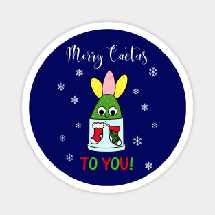 Merry Cactus To You - Hybrid Cactus In Christmas Themed Pot Magnet